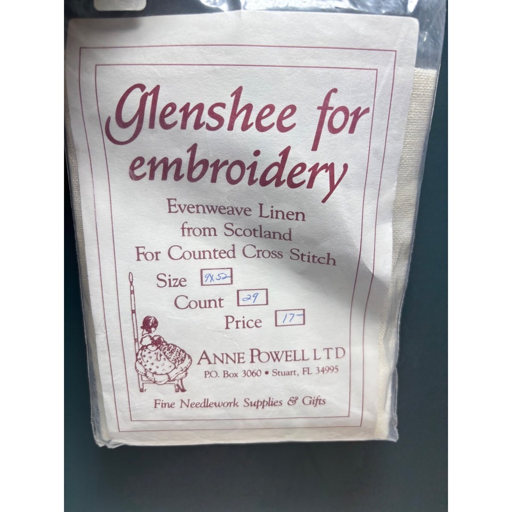 Glenshee Evenweave Linen for Embroidery 29 Count 9x52 Anne Powell Ltd Scotland